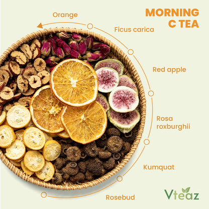 Morning C Tea, Premium Loose Herbs Tea, Freeze-Dried Vitamin C mixed Herbal Tea, Orange Tea, Natural Rose Tea