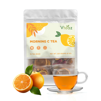 Morning C Tea, Premium Loose Herbs Tea, Freeze-Dried Vitamin C mixed Herbal Tea, Orange Tea, Natural Rose Tea