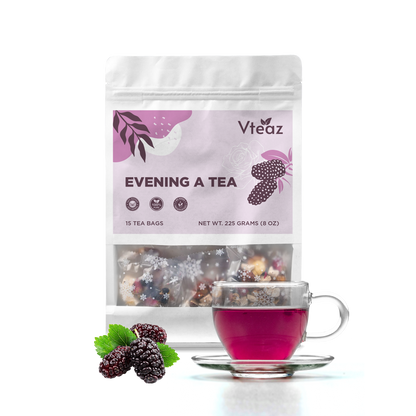 Evening A Tea, Premium Loose Herbs Tea, Freeze-Dried Mulberry mixed Herbal Tea, Mushroom Tea, Black Goji Berry Tea